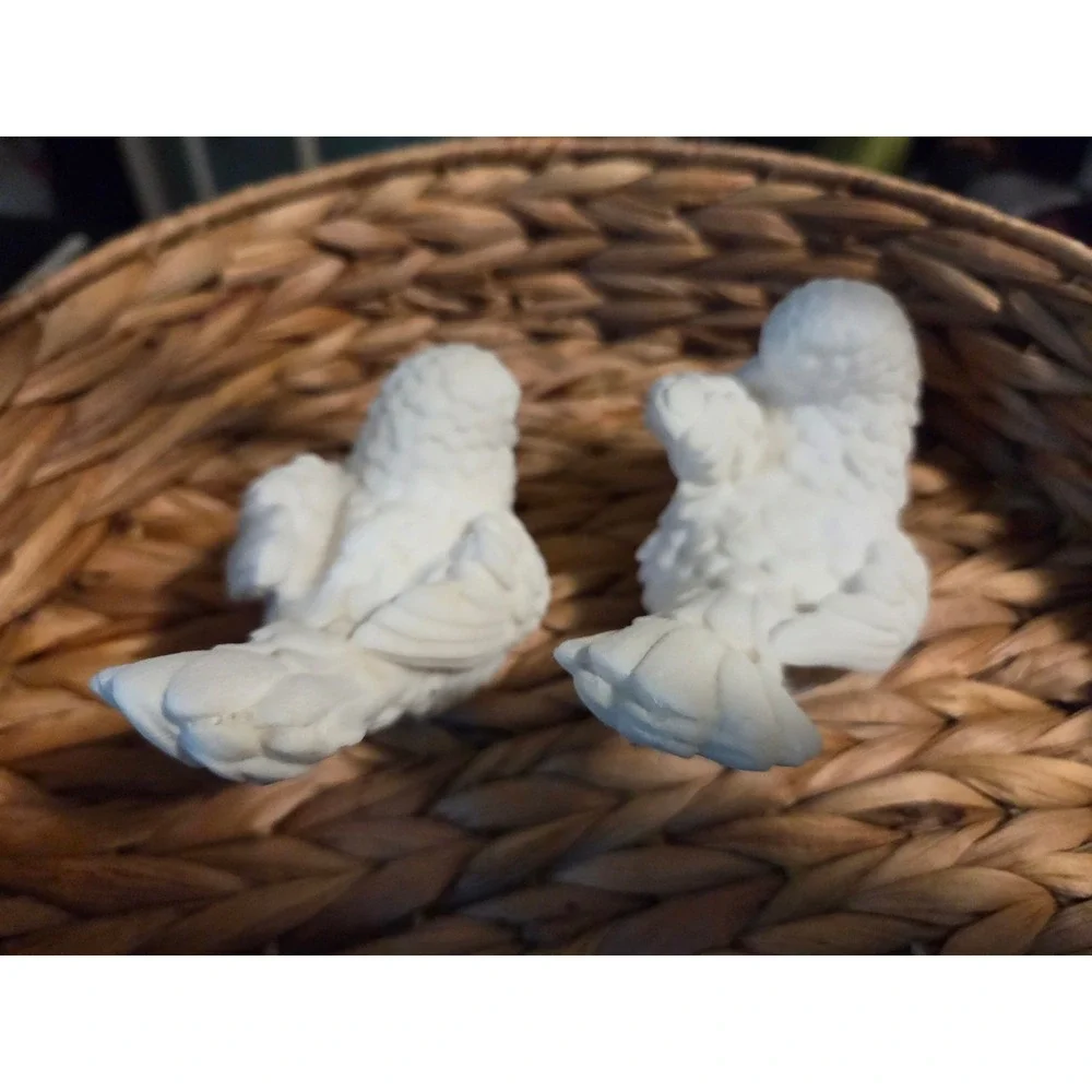 Vintage Alabaster Doves Pair Made in Italy Santini Dove Figurines Set of 2 MCM